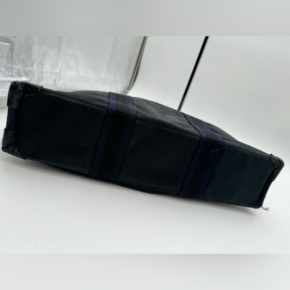 Hermes-Authentic- 2 Tone Large Canvas Tote Blue / Gray / Black - Picture 11 of 16